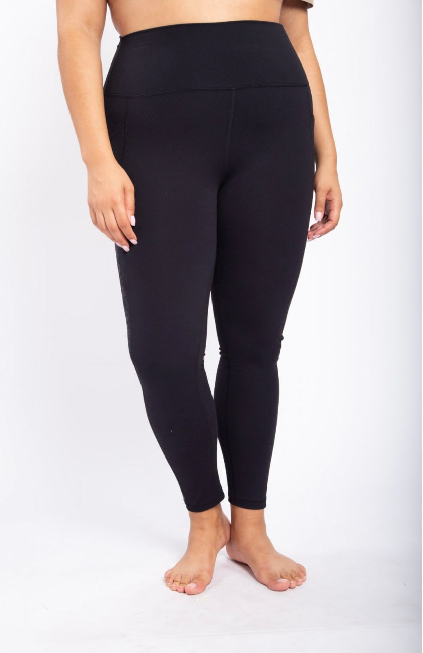 Metallic Side Accent High-Waist Leggings